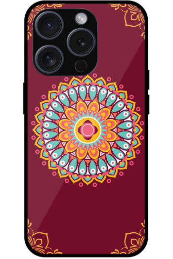Aesthetic Round Multicolor Rangoli Design Metal TPU Printed Case