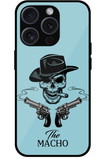 Macho Skull Smoking Cigar Illustration Metal TPU Printed Case
