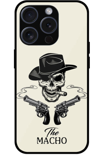 Macho Skull Smoking Cigar Illustration Metal TPU Printed Case
