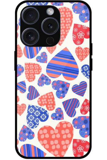 Polka Dot Stripe Multiheart Pattern Metal TPU Printed Case