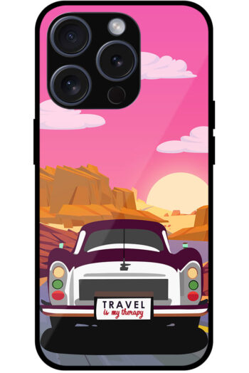Classic Car Sunset Graphic Illustration Metal TPU Printed Case