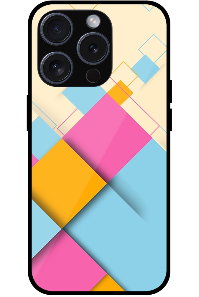 Geometric Square Pattern Metal TPU Printed Case