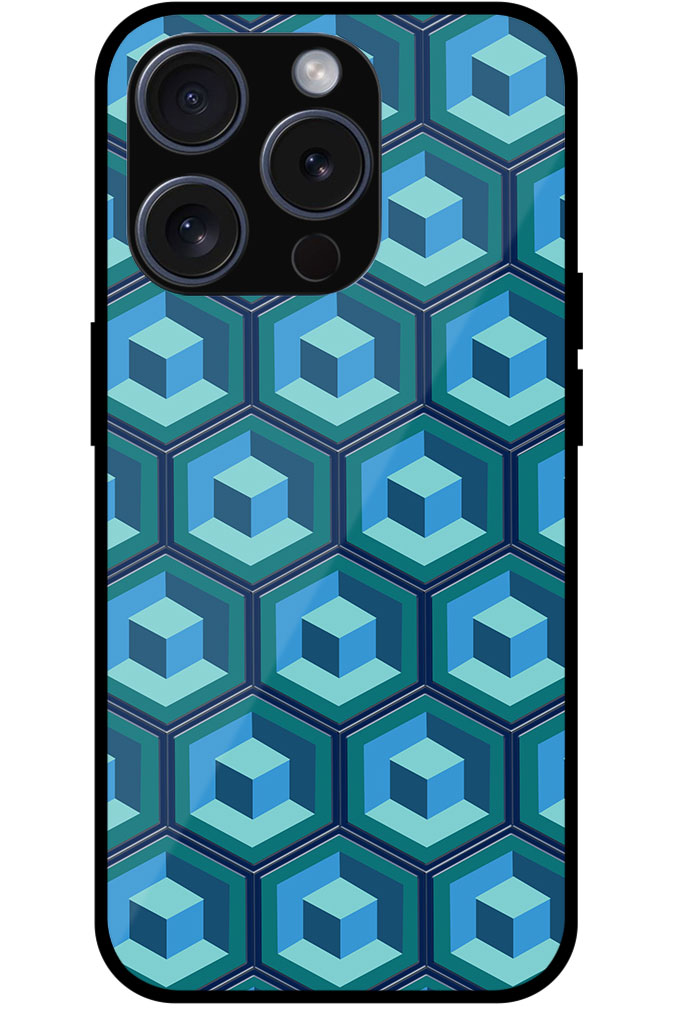 Honeycomb 3D Cube Geometric Pattern Metal TPU Printed Case