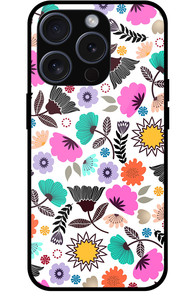 Colorful Floral Pattern Metal TPU Printed Case