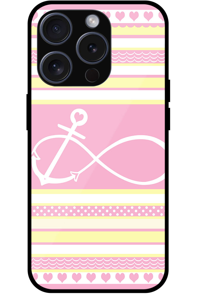 Anchor Heart Stripe Pattern Metal TPU Printed Case