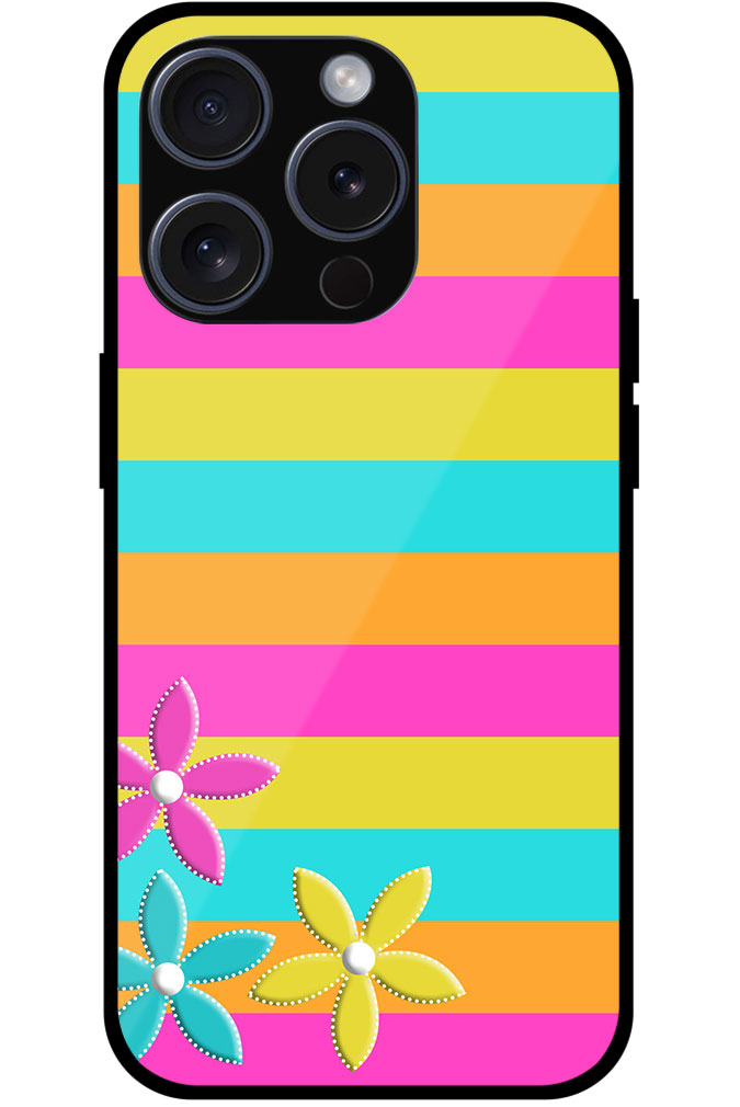 Flower Stripe Pattern Metal TPU Printed Case
