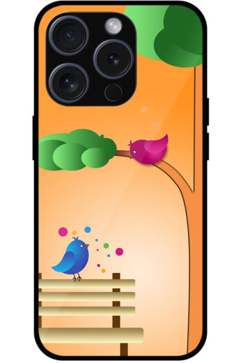 Cartoon Bird Couple Design Metal TPU Printed Case