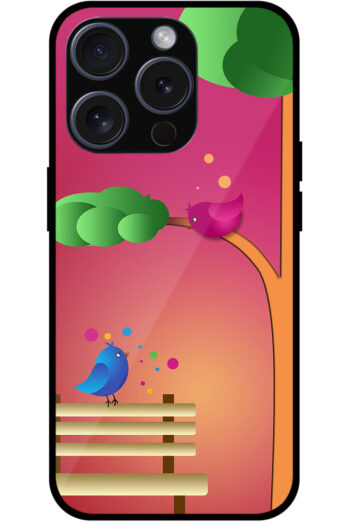 Cartoon Bird Couple Design Metal TPU Printed Case