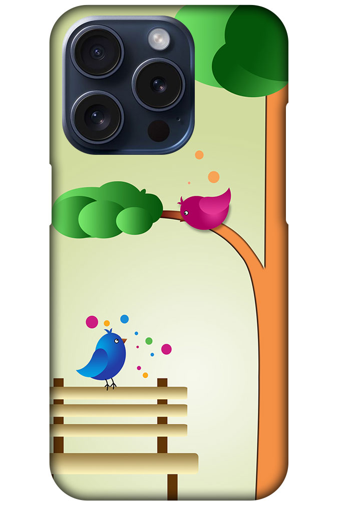 Cartoon Bird Couple Design Hard Plastic Printed Case
