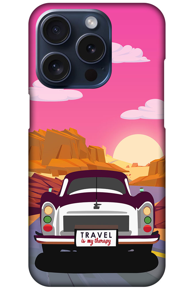Classic Car Sunset Graphic Illustration Hard Plastic Printed Case