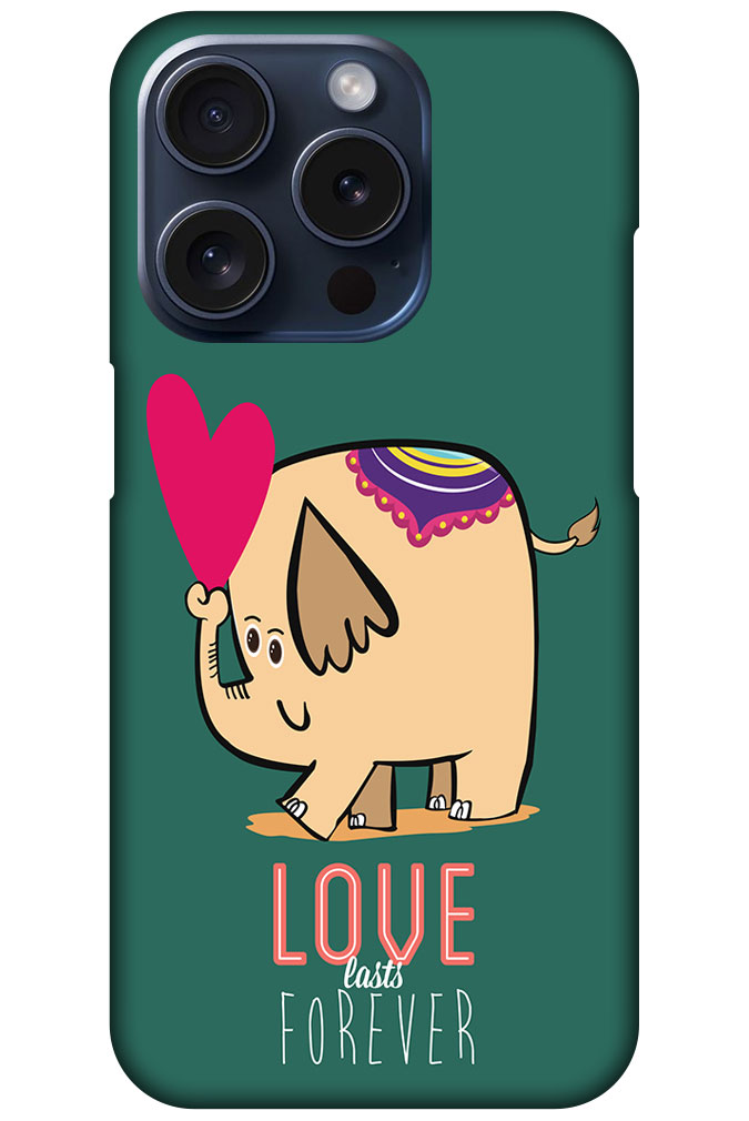 Love Forever Cartoon Elephant Design Hard Plastic Printed Case