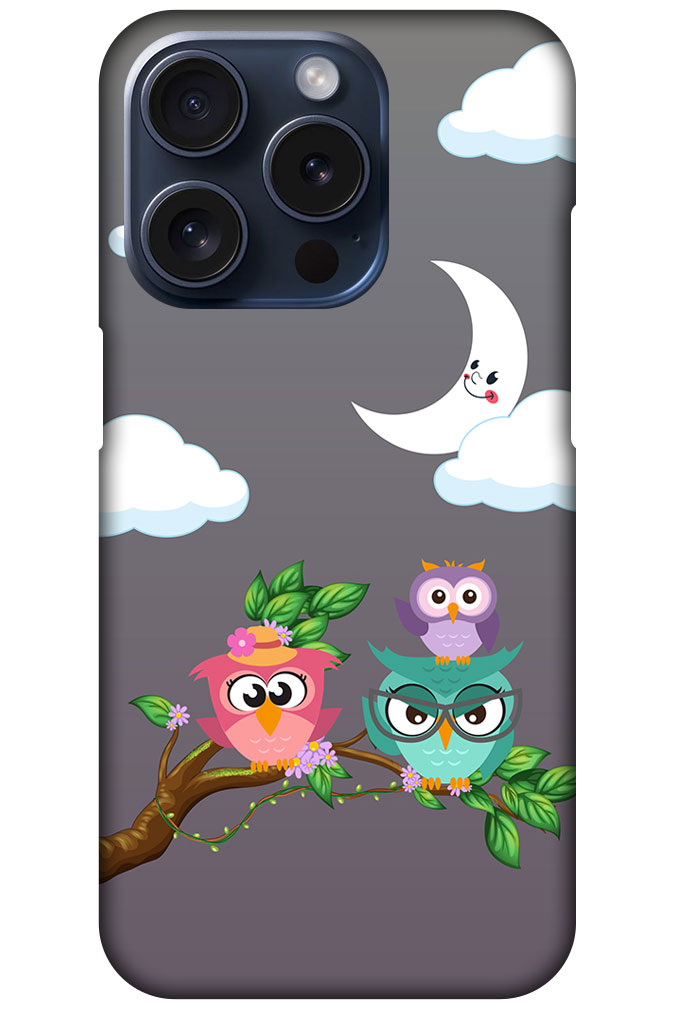 Funny Owl Family Design Hard Plastic Printed Case