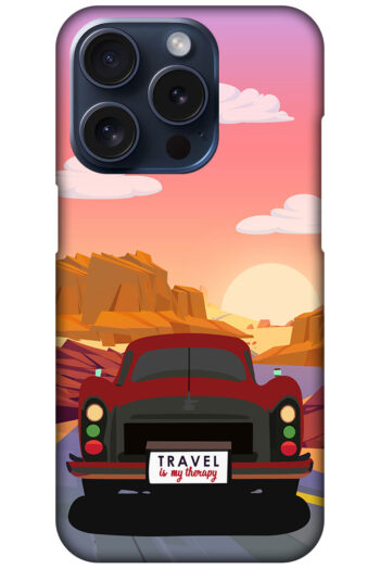 Classic Car Sunset Graphic Illustration Hard Plastic Printed Case