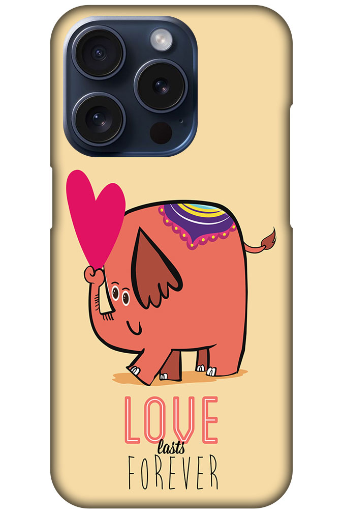 Love Forever Cartoon Elephant Design Hard Plastic Printed Case