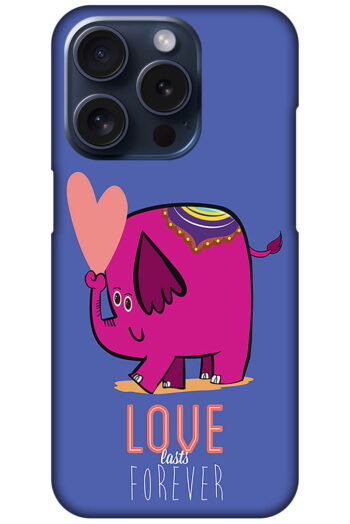 Love Forever Cartoon Elephant Design Hard Plastic Printed Case