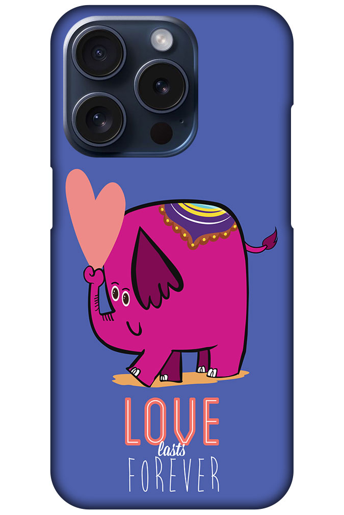 Love Forever Cartoon Elephant Design Hard Plastic Printed Case