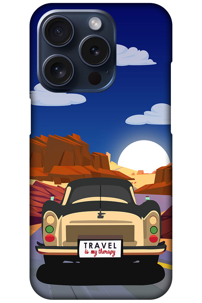 Classic Car Sunset Graphic Illustration Hard Plastic Printed Case