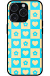 Heart Flower Checked Design Metal TPU Printed Case