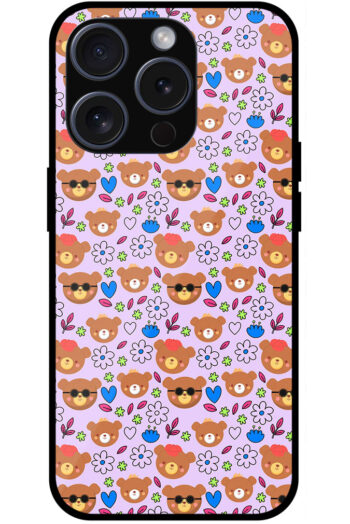 Charming Teddy Heart Pattern Metal TPU Printed Case