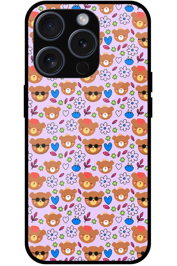 Charming Teddy Heart Pattern Metal TPU Printed Case