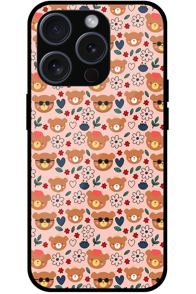 Charming Teddy Heart Pattern Metal TPU Printed Case