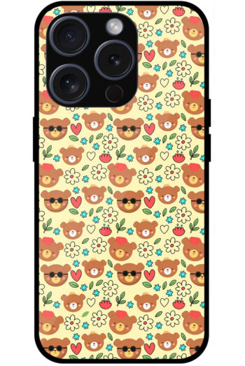 Charming Teddy Heart Pattern Metal TPU Printed Case
