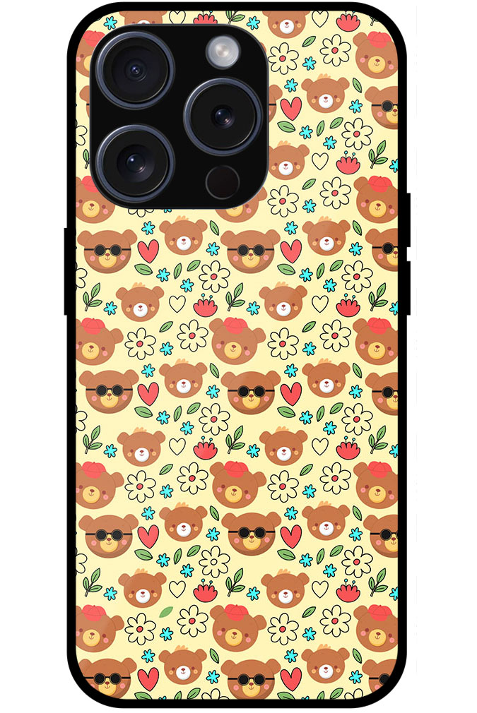 Charming Teddy Heart Pattern Metal TPU Printed Case