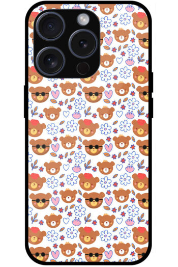 Charming Teddy Heart Pattern Metal TPU Printed Case
