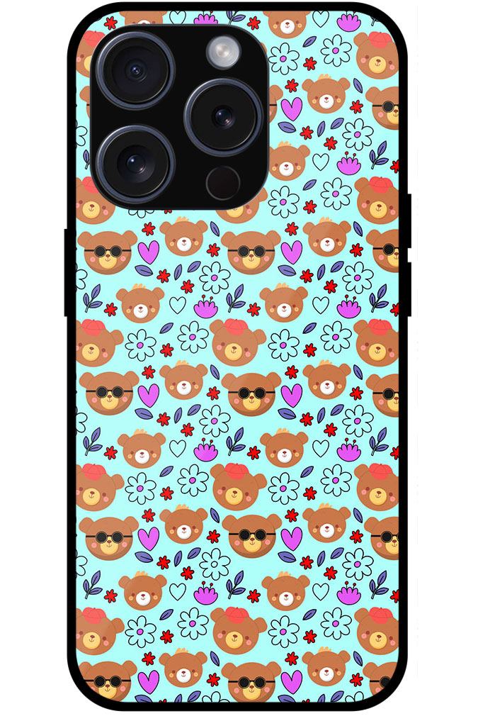 Charming Teddy Heart Pattern Metal TPU Printed Case