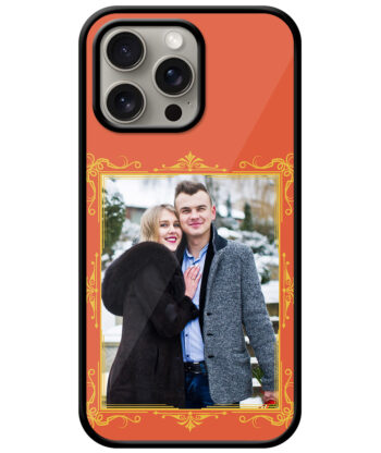 Royal Photoframe With Salamander Orange Background Customised Glossy Metal TPU Mobile Cover
