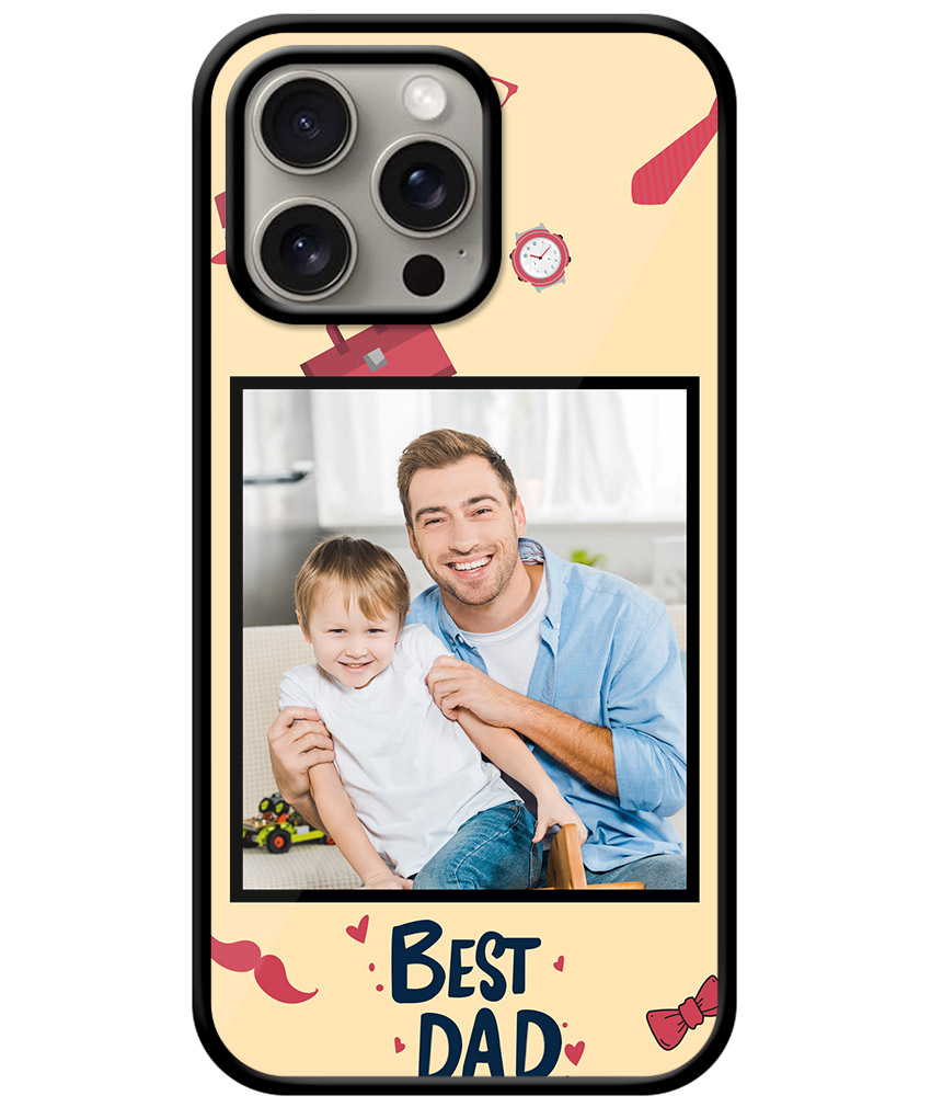 Best Dad Design With Beige Background Customised Glossy Metal TPU Mobile Cover