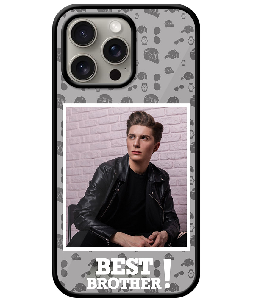 Best Brother Design With Grey Pattern Background Customised Glossy Metal TPU Mobile Cover