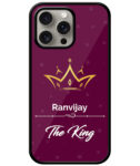 Your Name King Crown Design With Dark Raspberry Background Customised Glossy Metal TPU Mobile Cover