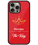 Your Name King Crown Design With Red Background Customised Glossy Metal TPU Mobile Cover