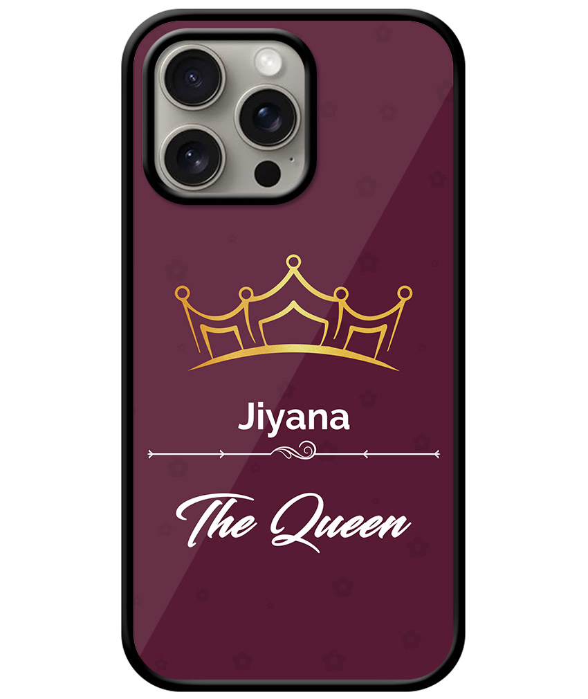 Your Name Queen Crown Design With Blackberry Background Customised Glossy Metal TPU Mobile Cover