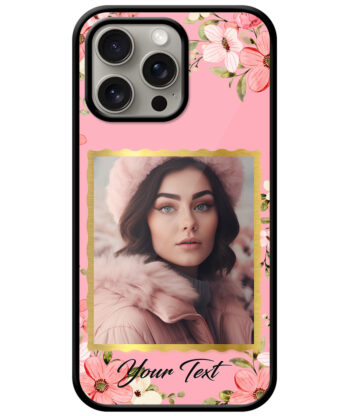Colorful Flower Print With Blush Pink Background Customised Glossy Metal TPU Mobile Cover