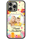 Happy Birthday Design With Yellow Background Customised Glossy Metal TPU Mobile Cover