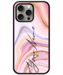 Your Name Pink Purple Liquid Marble Artwork Customised Glossy Metal TPU Mobile Cover