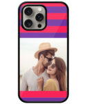 Red Violet Stripe Customised Glossy Metal TPU Mobile Cover