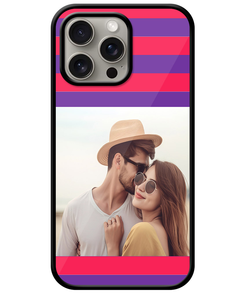 Red Violet Stripe Customised Glossy Metal TPU Mobile Cover