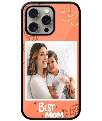 Best Mom Design With Orange Background Customised Glossy Metal TPU Mobile Cover