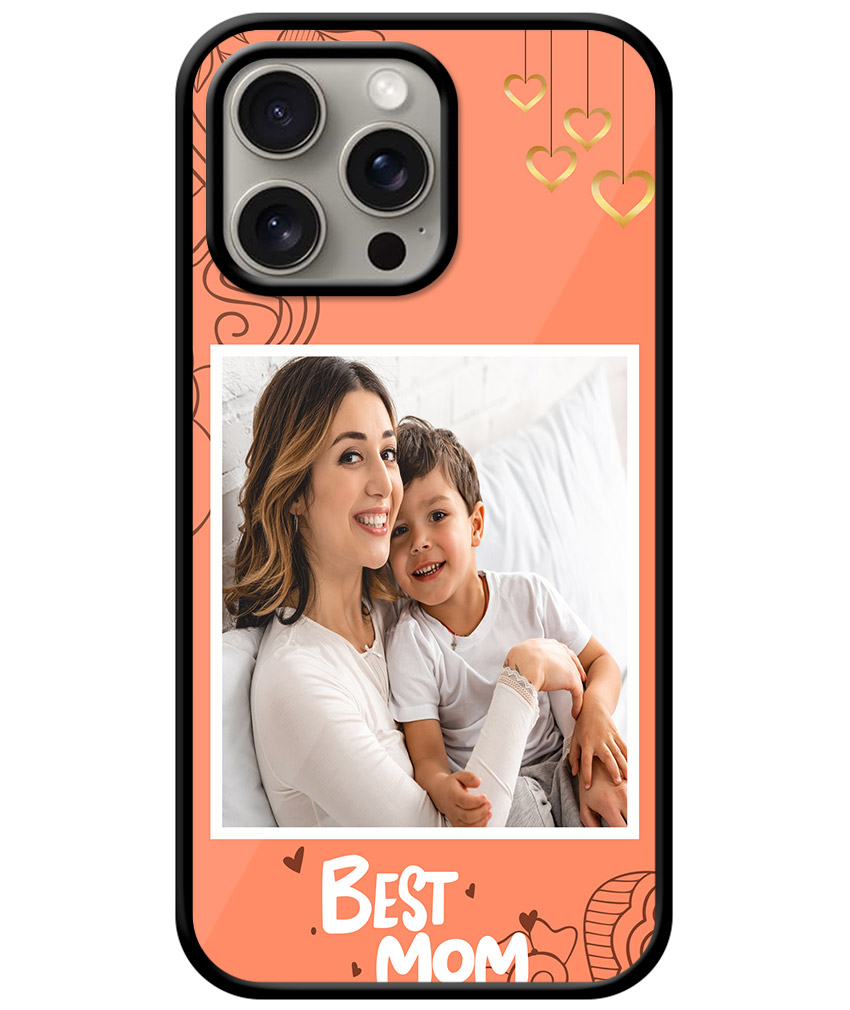 Best Mom Design With Orange Background Customised Glossy Metal TPU Mobile Cover