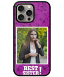 Best Sister Design With Magenta Pink Pattern Background Customised Glossy Metal TPU Mobile Cover