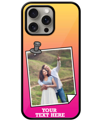 Pinned Photoframe With Yellow Pink Gradient Background Customised Glossy Metal TPU Mobile Cover