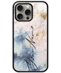 Your Name Grey Beige Marble Texture Customised Glossy Metal TPU Mobile Cover