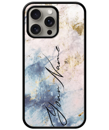 Your Name Grey Beige Marble Texture Customised Glossy Metal TPU Mobile Cover