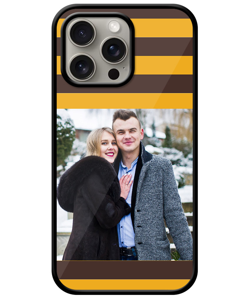 Golden Brown Stripe Customised Glossy Metal TPU Mobile Cover