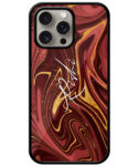 Your Name Golden Maroon Liquid Marble Artwork Customised Glossy Metal TPU Mobile Cover