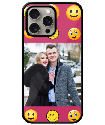 Smiley Pattern With Rich Maroon Background Customised Glossy Metal TPU Mobile Cover