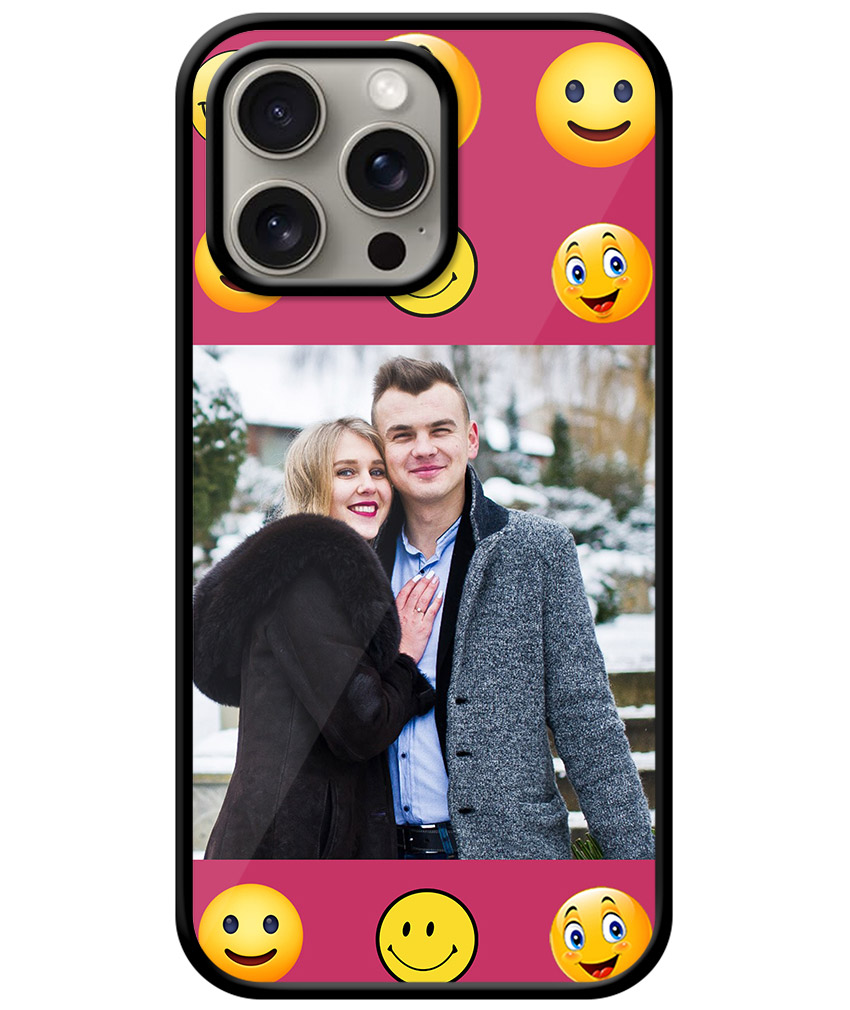 Smiley Pattern With Rich Maroon Background Customised Glossy Metal TPU Mobile Cover